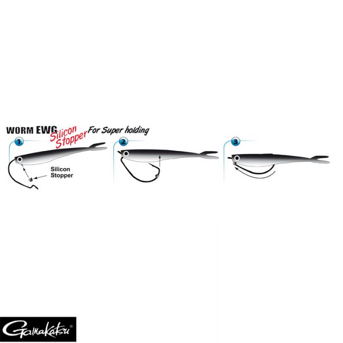 Gamakatsu Worm Offset EWG with Silicon Stopper - Afbeelding 2