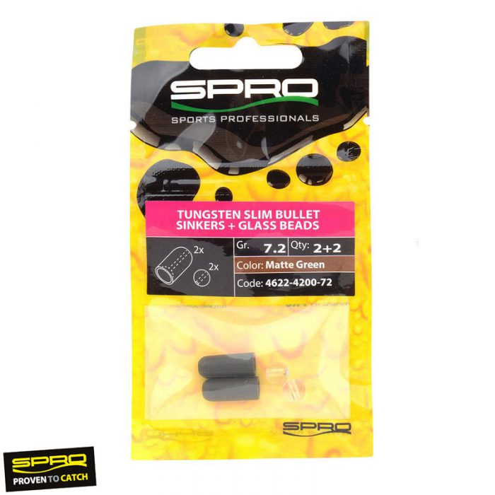 Spro Tungsten Slim Bullet Sinkers Matte Green
