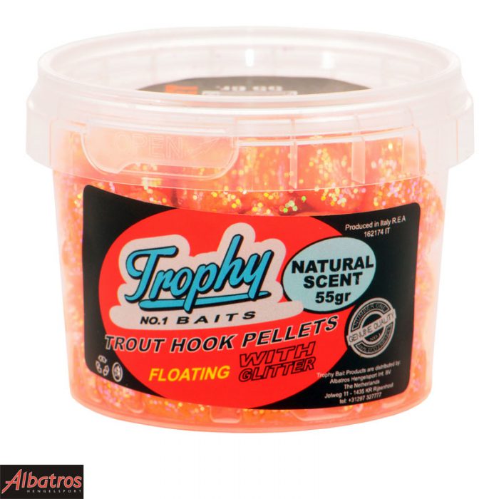 Trophy Trout Pellets Naturel Scent Orange Glitter