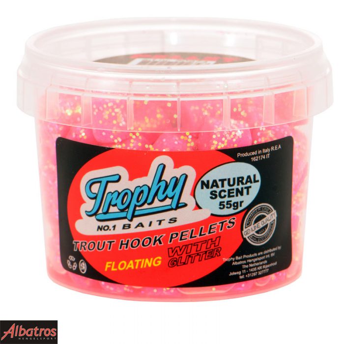 Trophy Trout Pellets Naturel Scent Red Pink Glitter