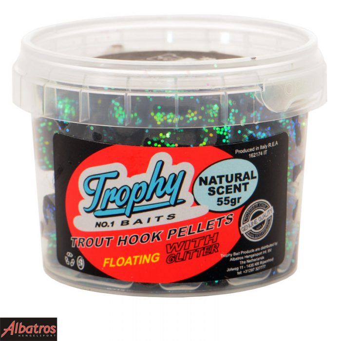 Trophy Trout Pellets Naturel Scent Black Glitter