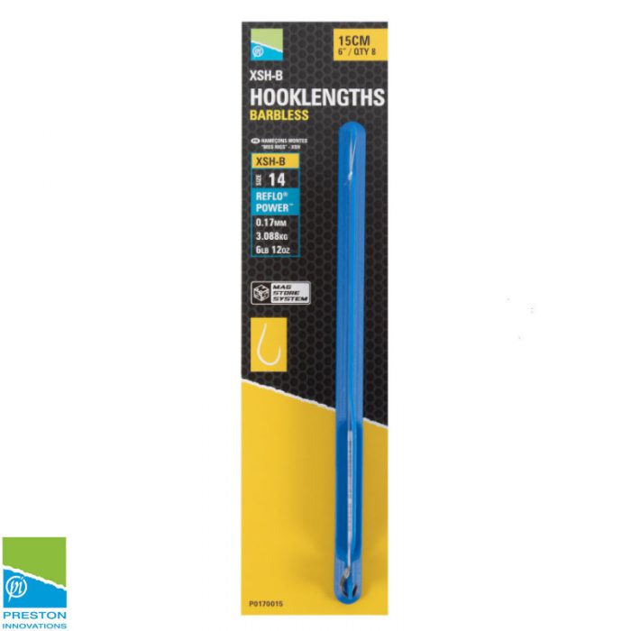 Preston XSH-B Spade End 15cm Hooklengths Barbless