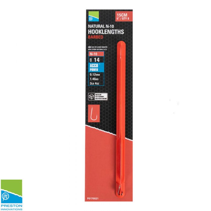 Preston Naturel N-10 15cm Hooklengths Barbed