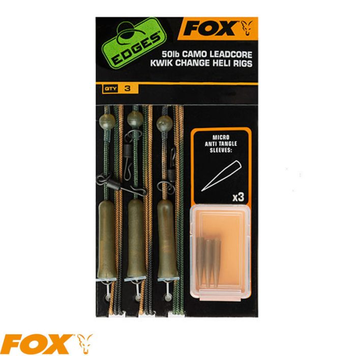 Fox 50lb Camo Leadcore Kwik Change Heli Rigs