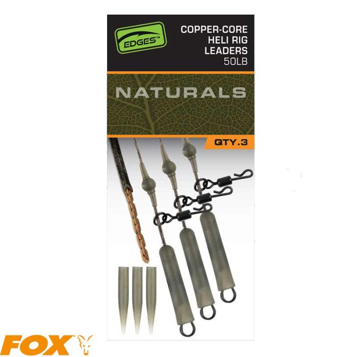 Fox Edges Naturals Copper-Core Heli Rig Leaders x3