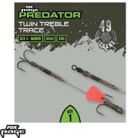Fox Rage Predator Twin Treble Trace 52cm Size 6 Barbed - 40lb - Afbeelding 2