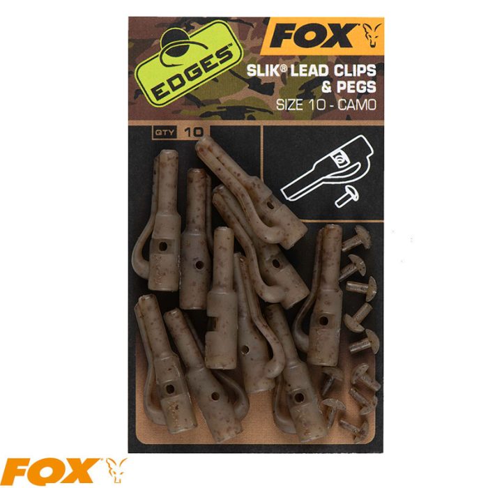 Fox Edges Camo Size 10 Slik lead clip + pegs