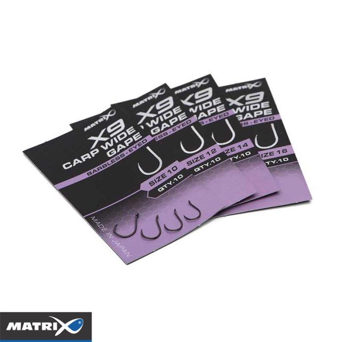 Matrix X9 Carp Wide Gape Barbless - Eyed - Afbeelding 3